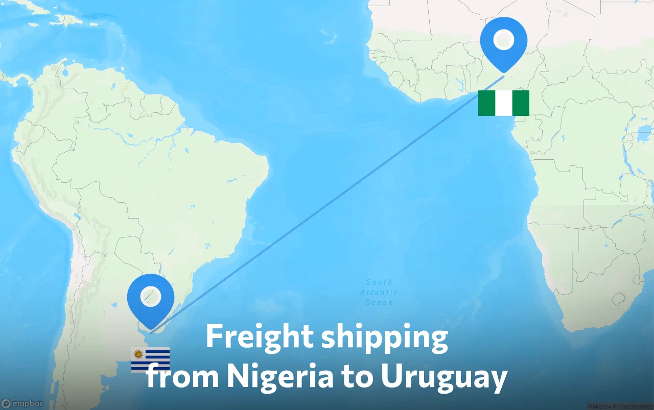 Shipping route from Nigeria to Uruguay