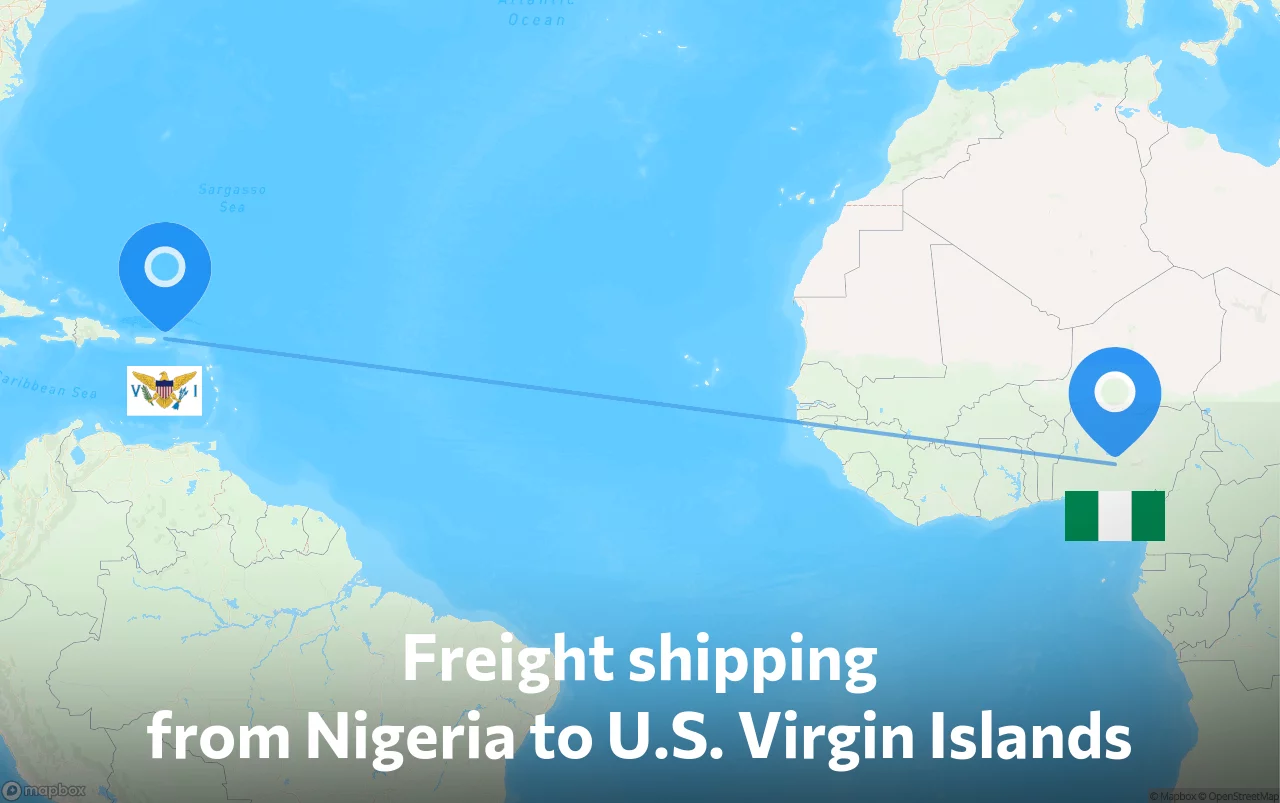 Shipping route from Nigeria to U.S. Virgin Islands