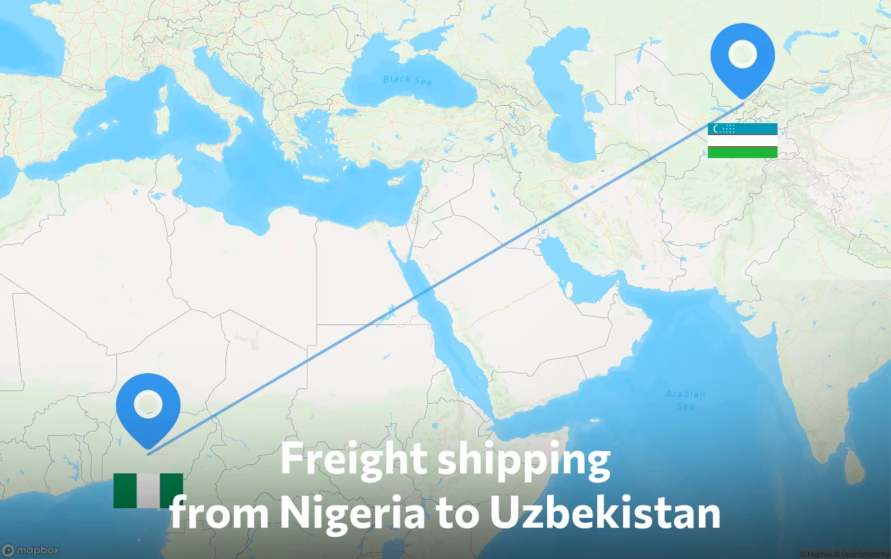 Shipping route from Nigeria to Uzbekistan