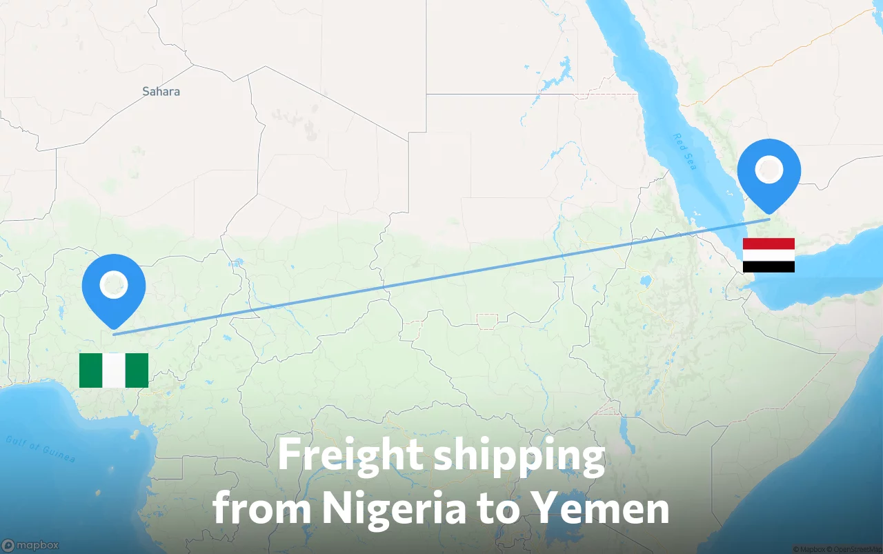 Shipping route from Nigeria to Yemen
