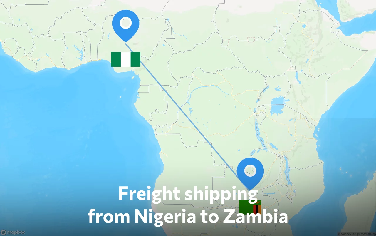 Shipping route from Nigeria to Zambia