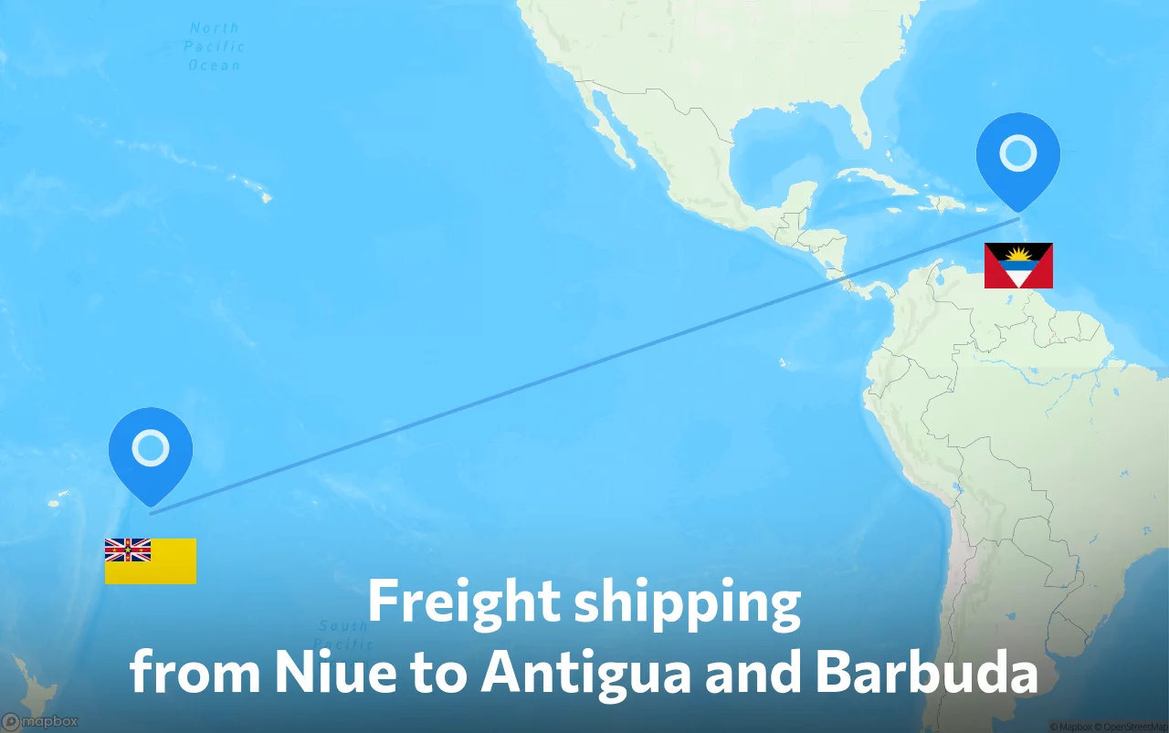 Shipping route from Niue to Antigua and Barbuda
