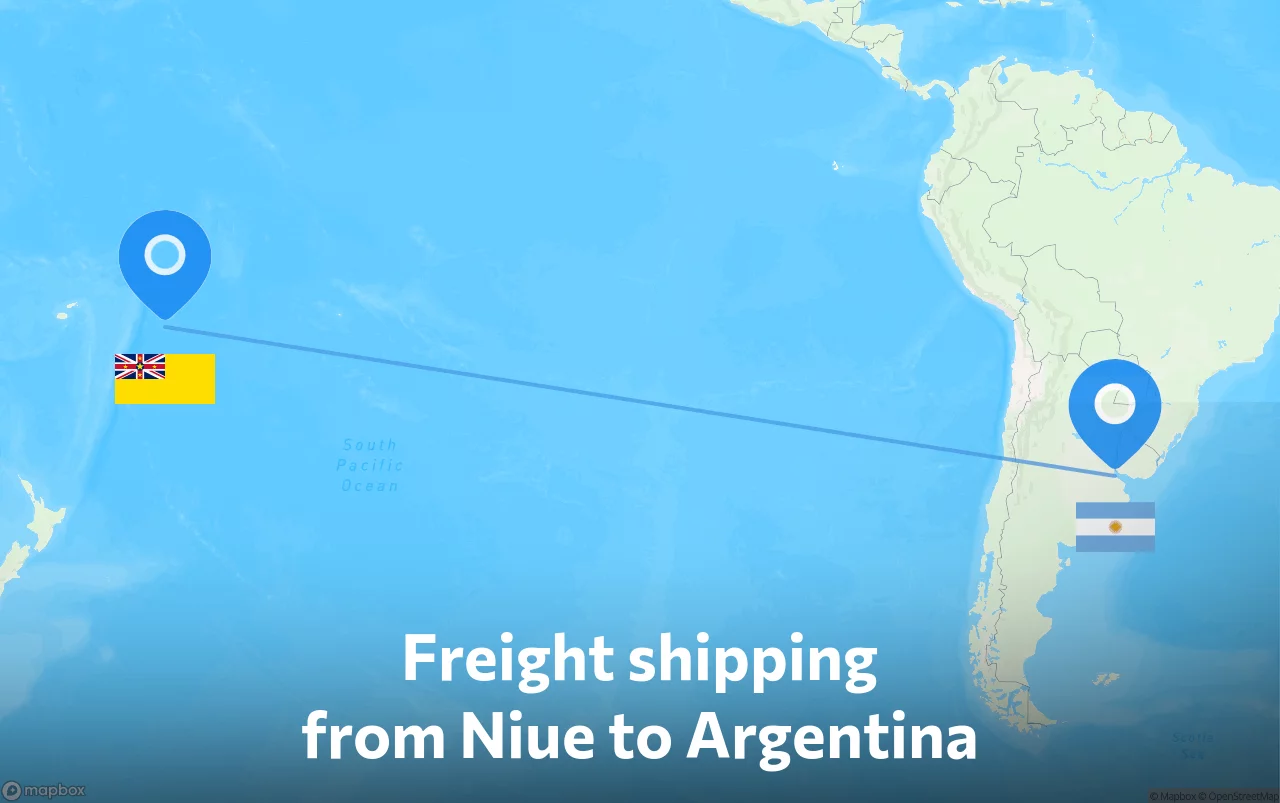 Shipping route from Niue to Argentina