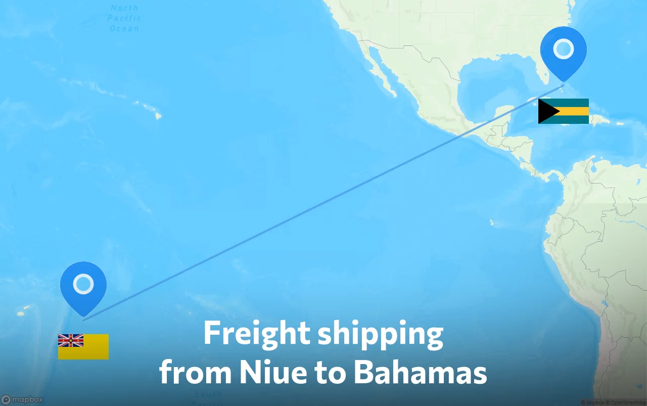 Shipping route from Niue to Bahamas