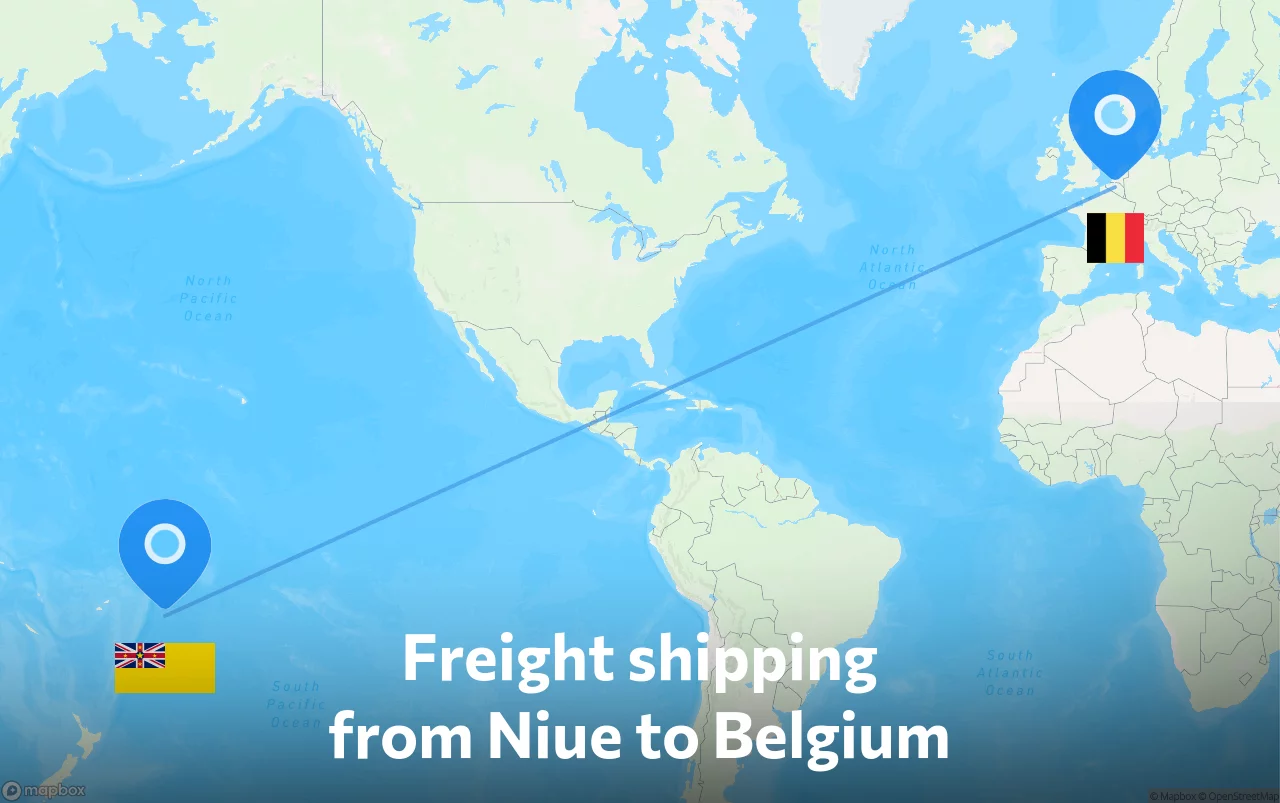 Shipping route from Niue to Belgium