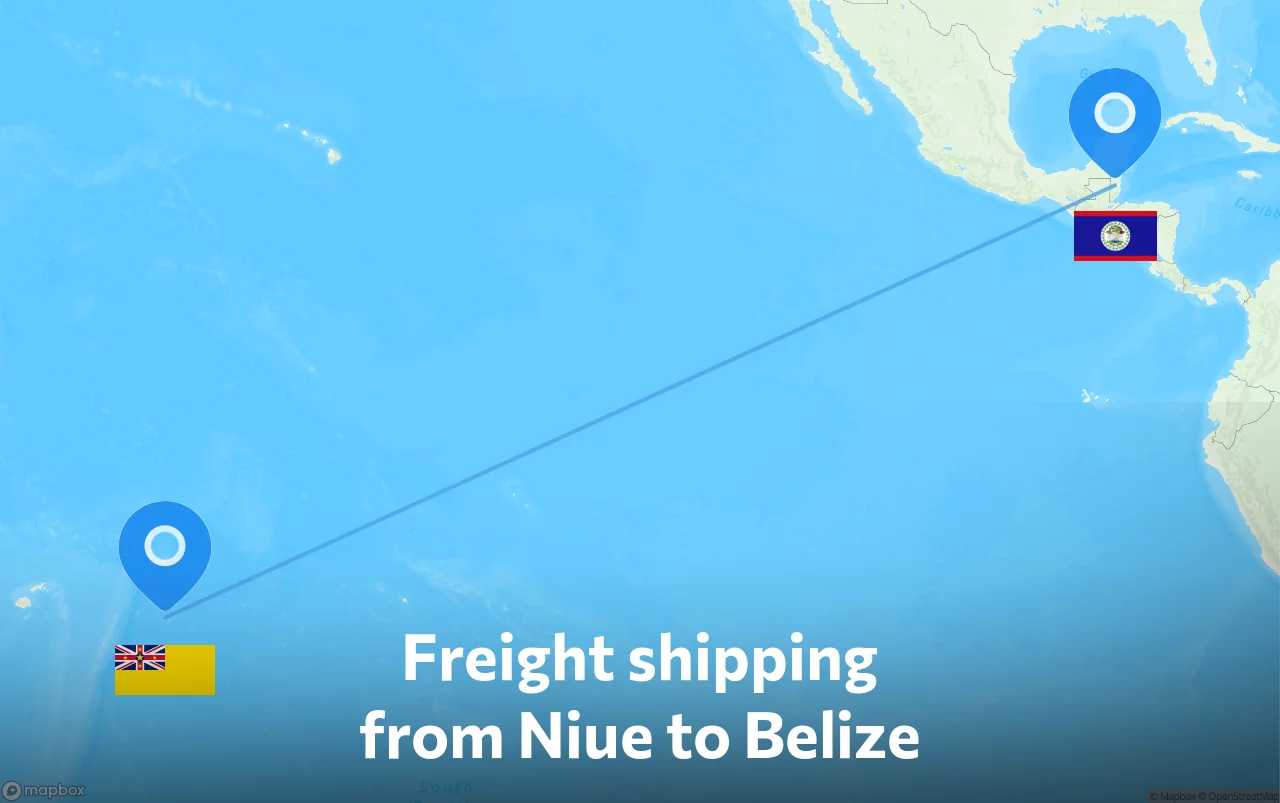 Shipping route from Niue to Belize