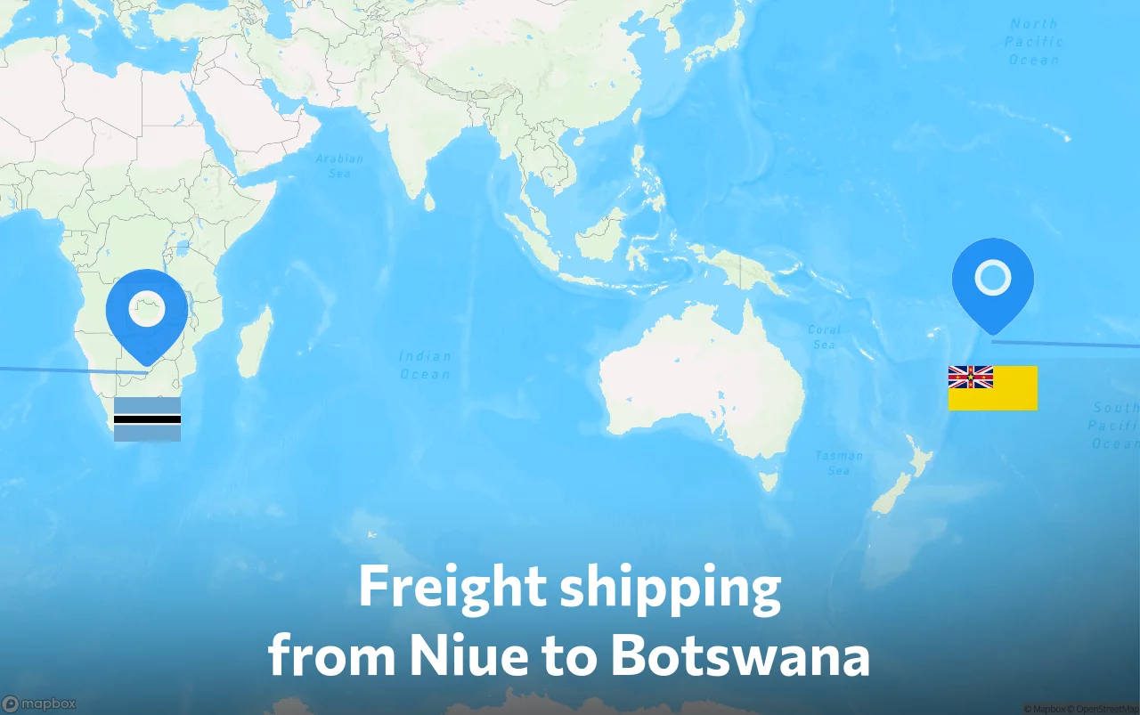 Shipping route from Niue to Botswana