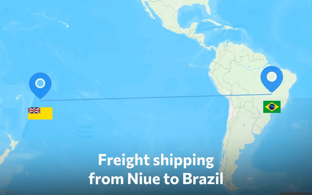Shipping route from Niue to Brazil