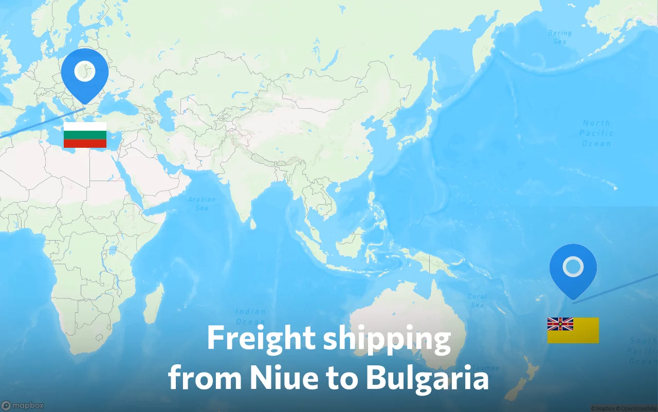 Shipping route from Niue to Bulgaria