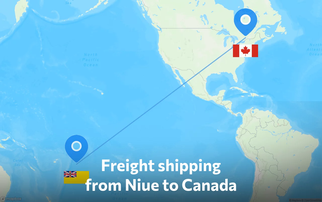 Shipping route from Niue to Canada