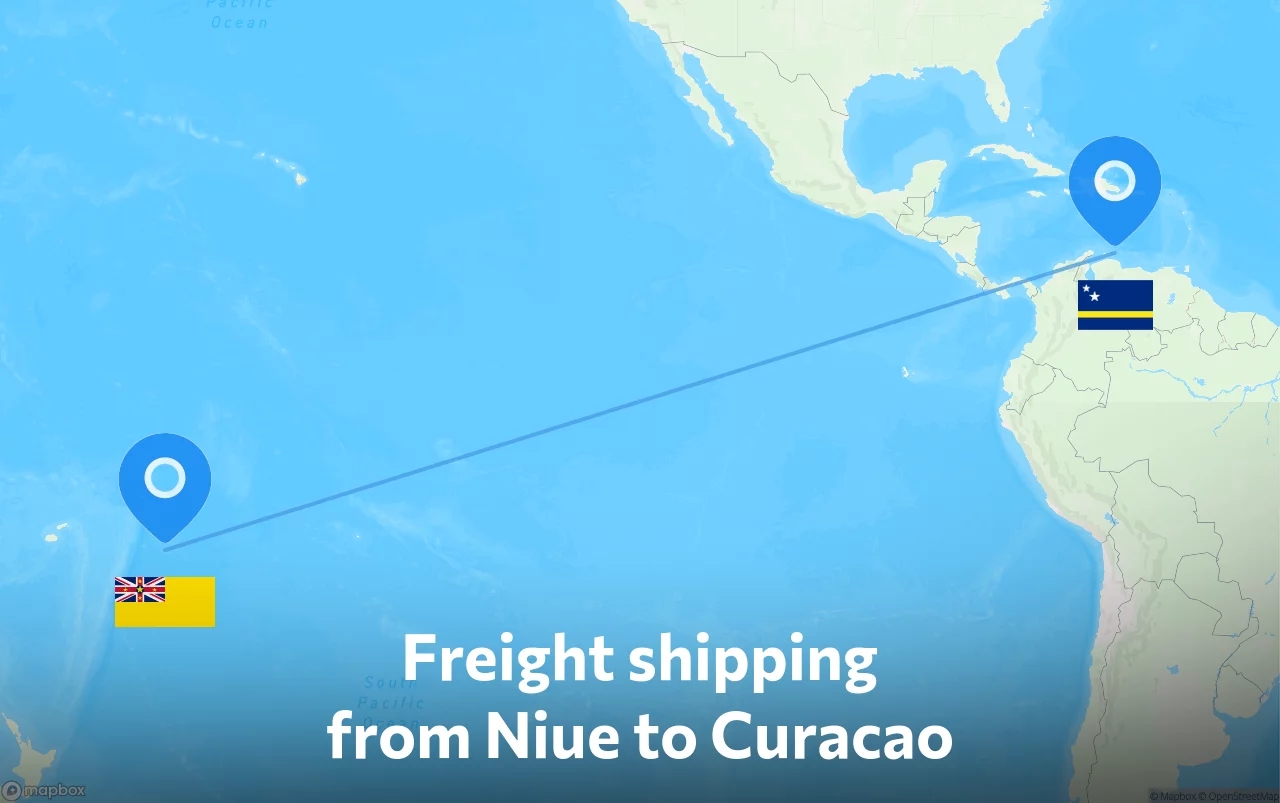 Shipping route from Niue to Curacao