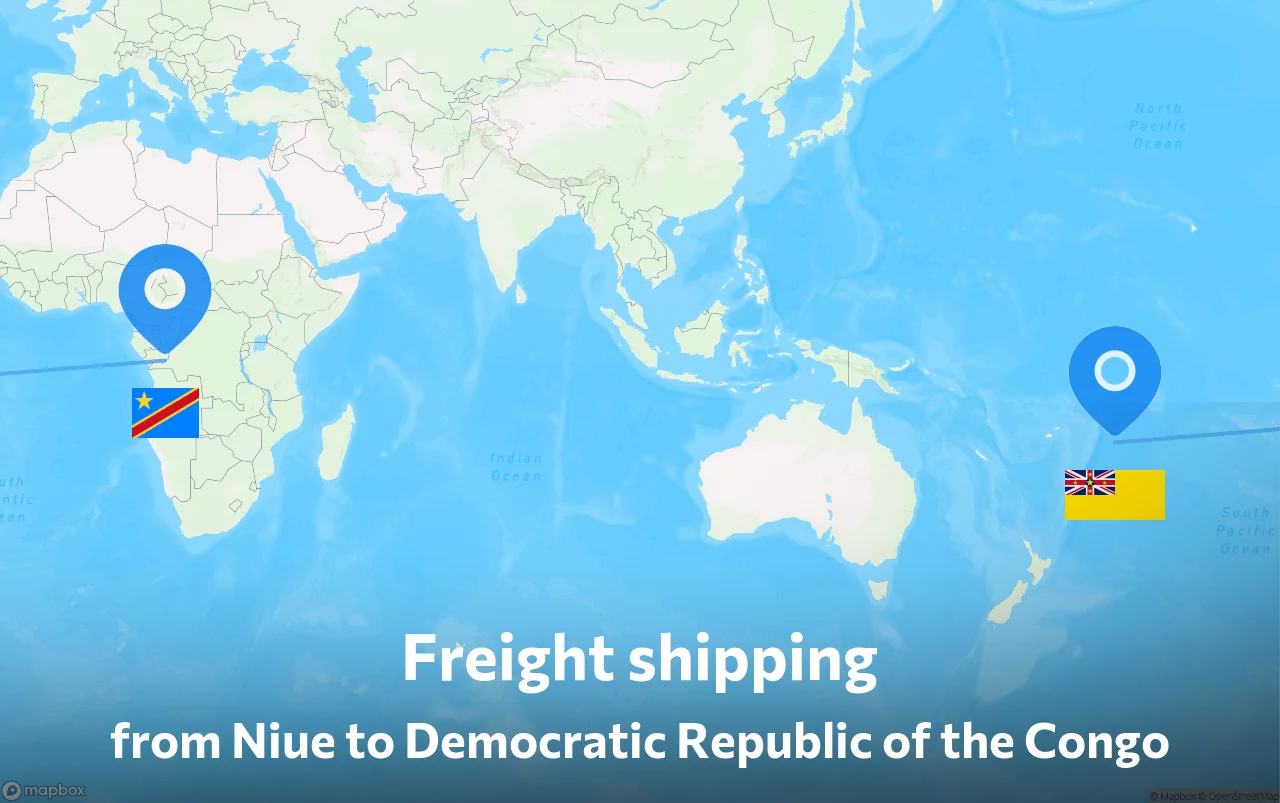 Shipping route from Niue to Democratic Republic of the Congo