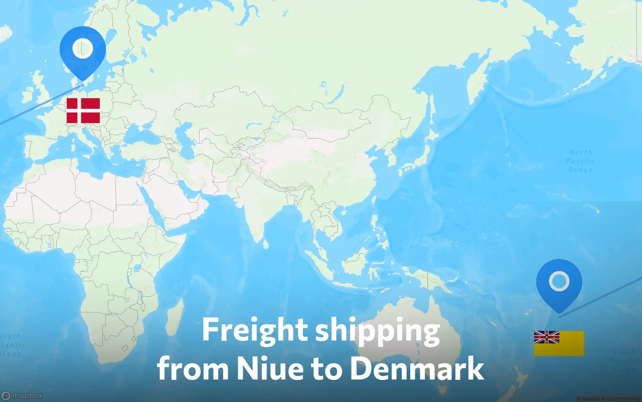 Shipping route from Niue to Denmark