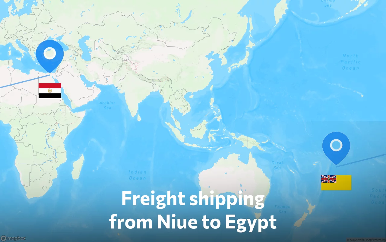 Shipping route from Niue to Egypt