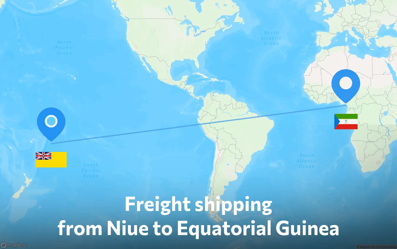 Shipping route from Niue to Equatorial Guinea