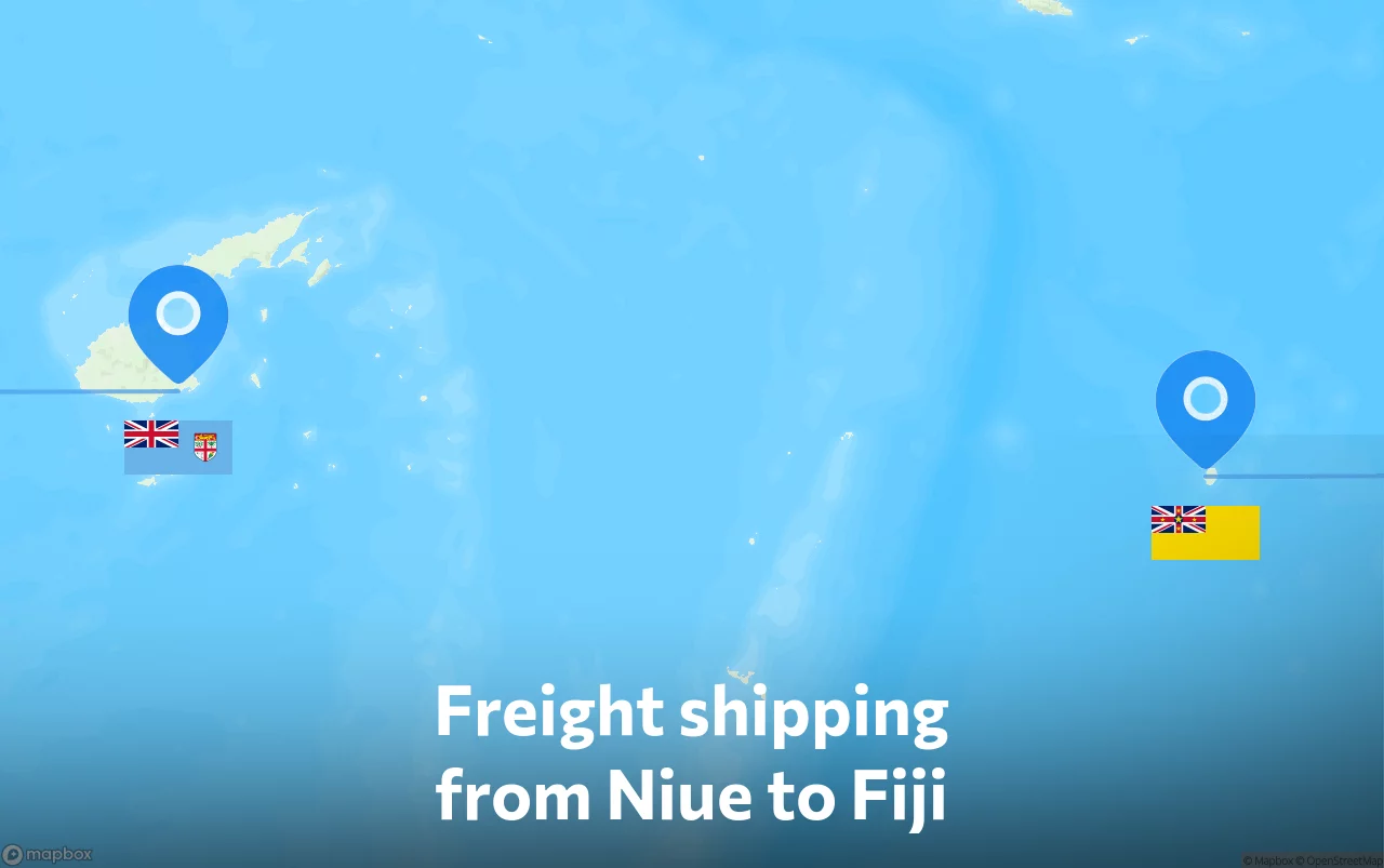 Shipping route from Niue to Fiji