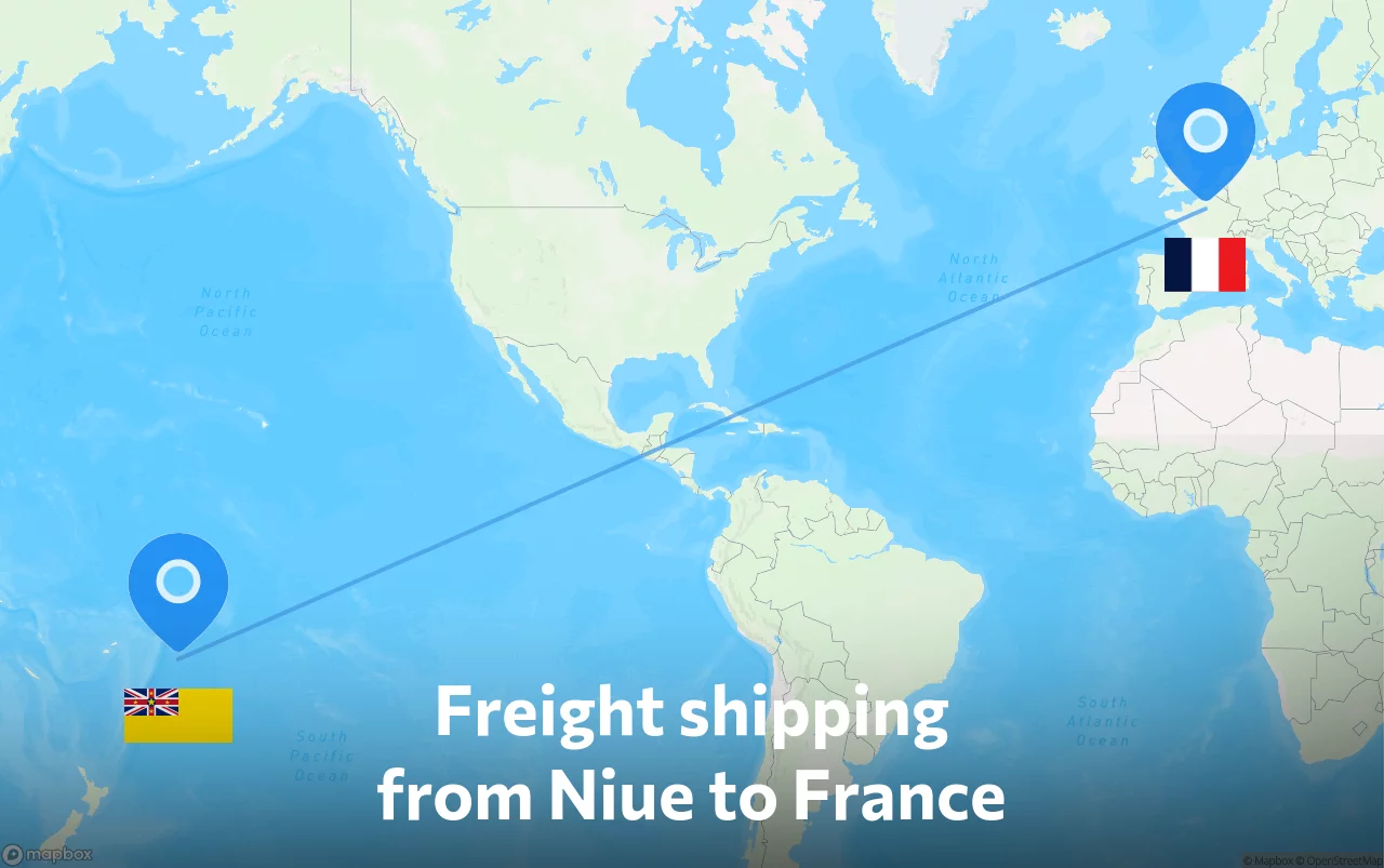 Shipping route from Niue to France