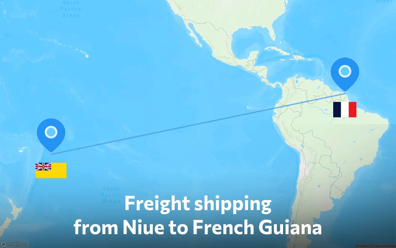Shipping route from Niue to French Guiana