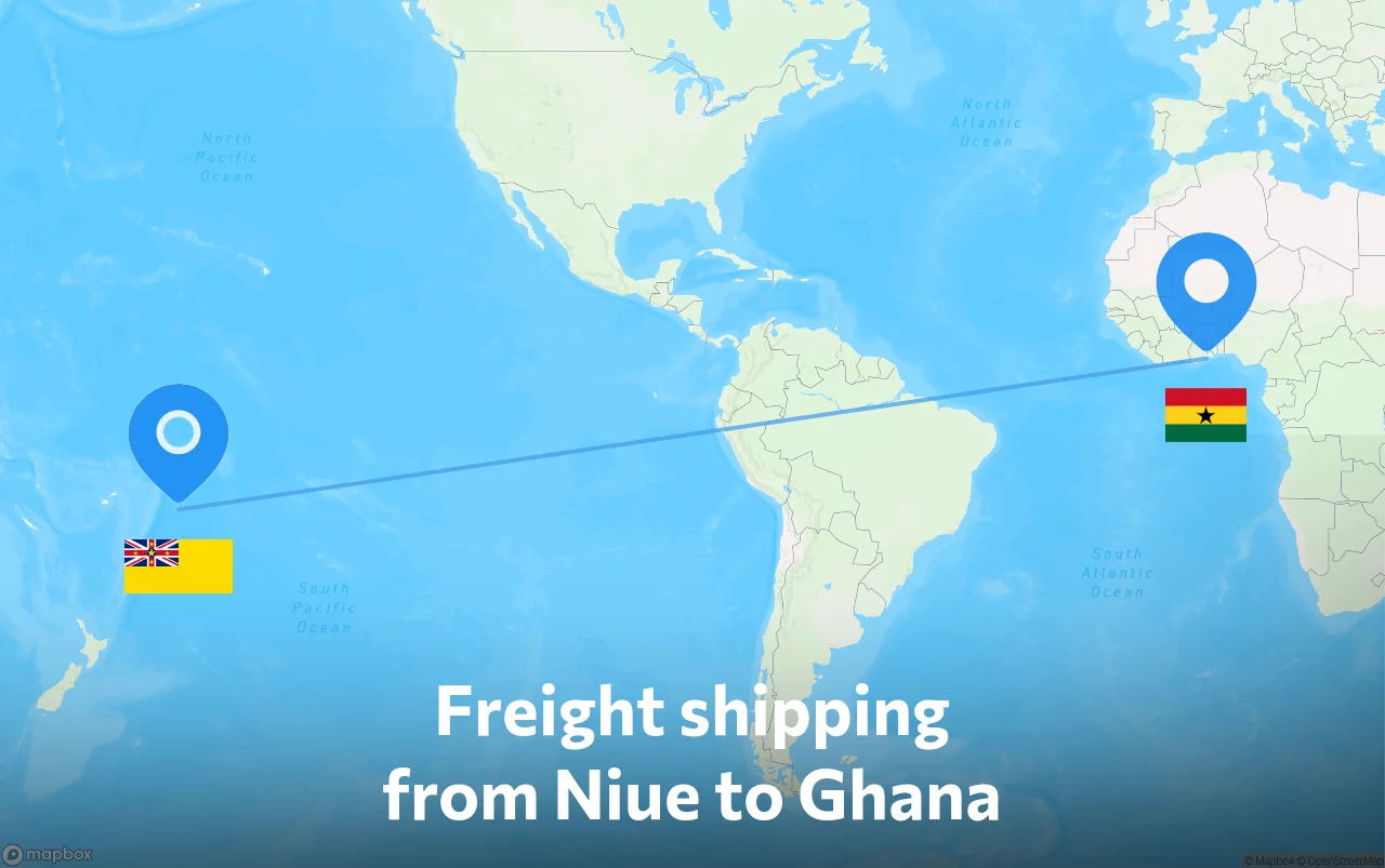 Shipping route from Niue to Ghana