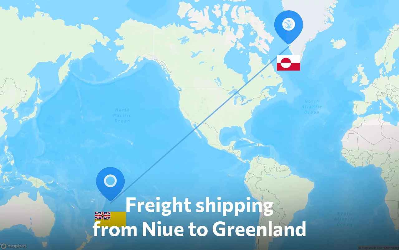Shipping route from Niue to Greenland