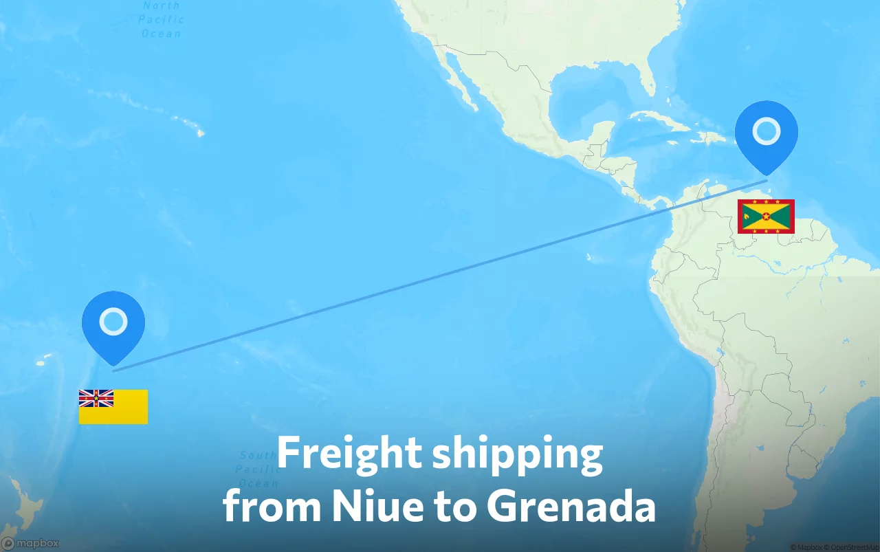 Shipping route from Niue to Grenada