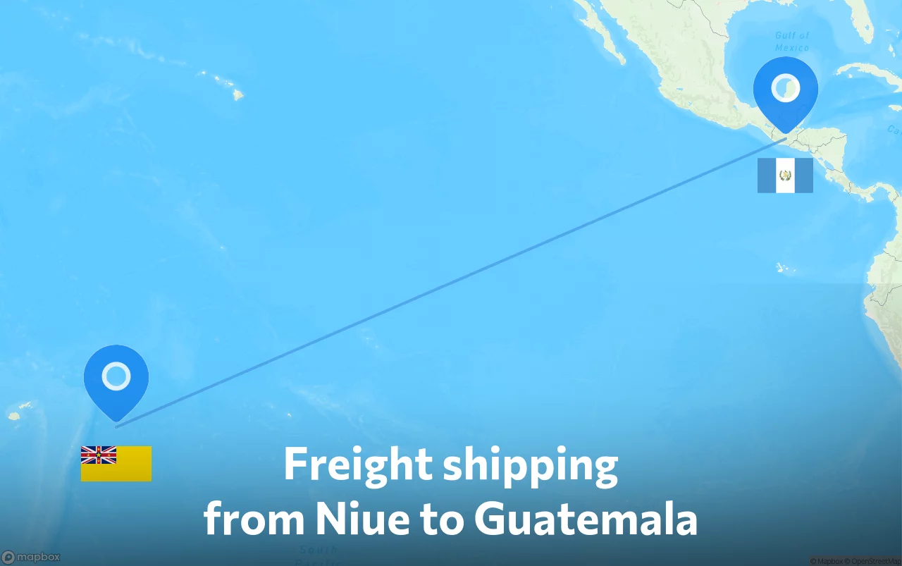Shipping route from Niue to Guatemala