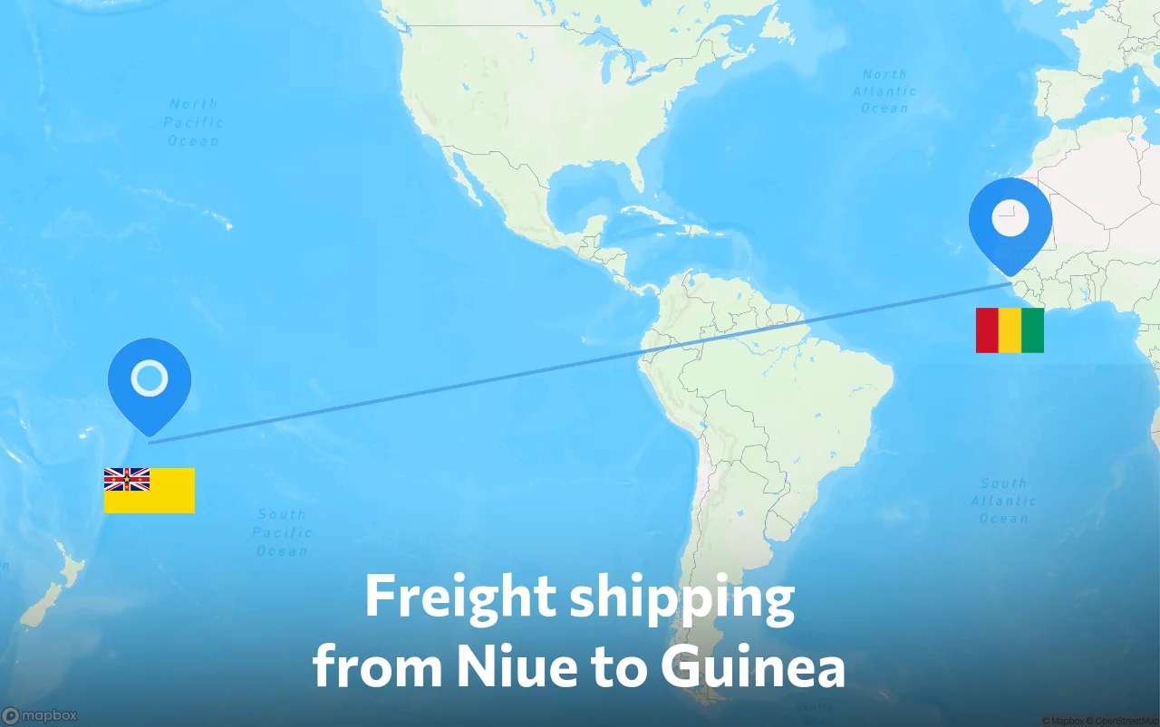 Shipping route from Niue to Guinea