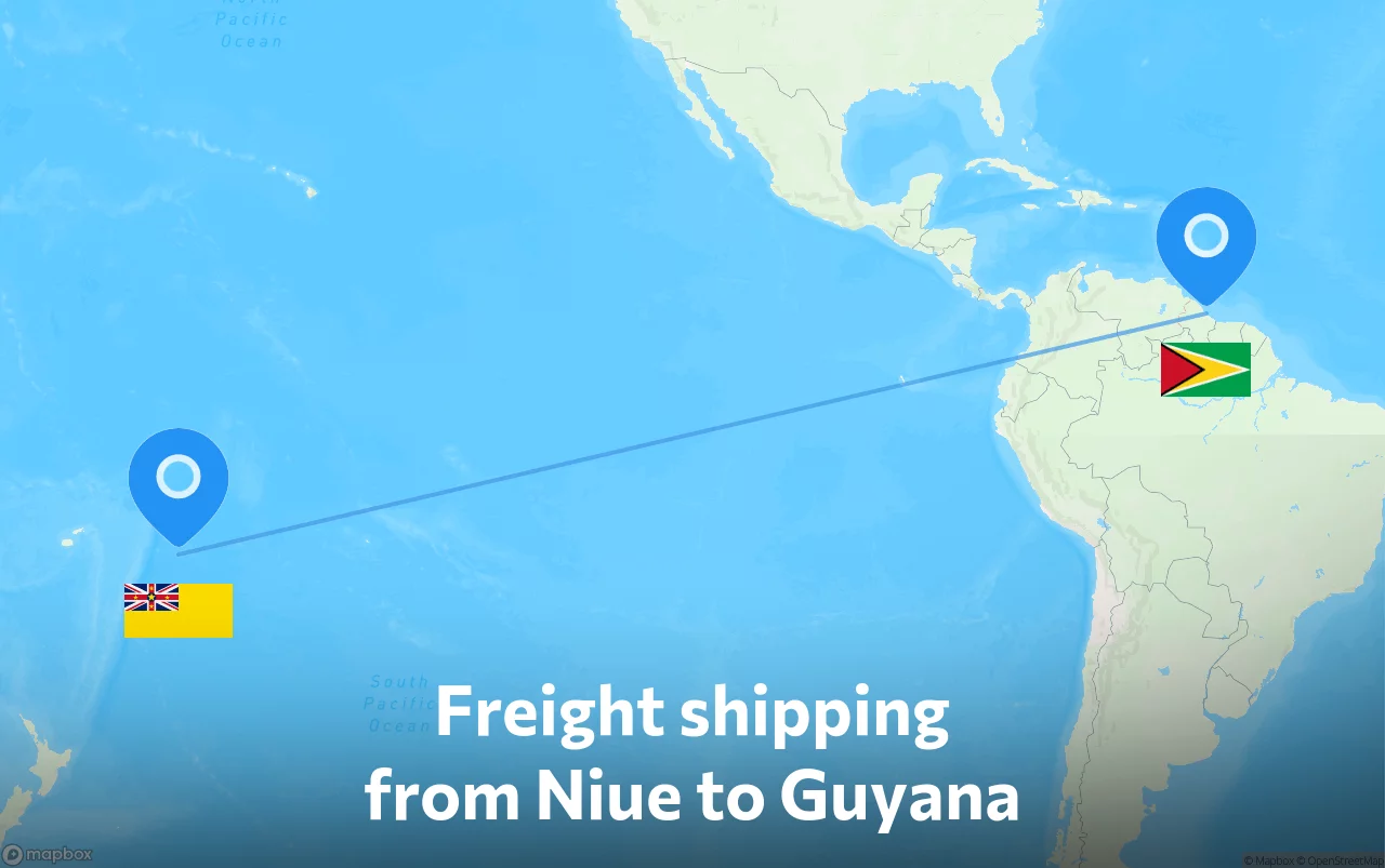 Shipping route from Niue to Guyana