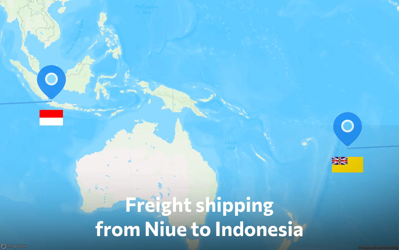 Shipping route from Niue to Indonesia