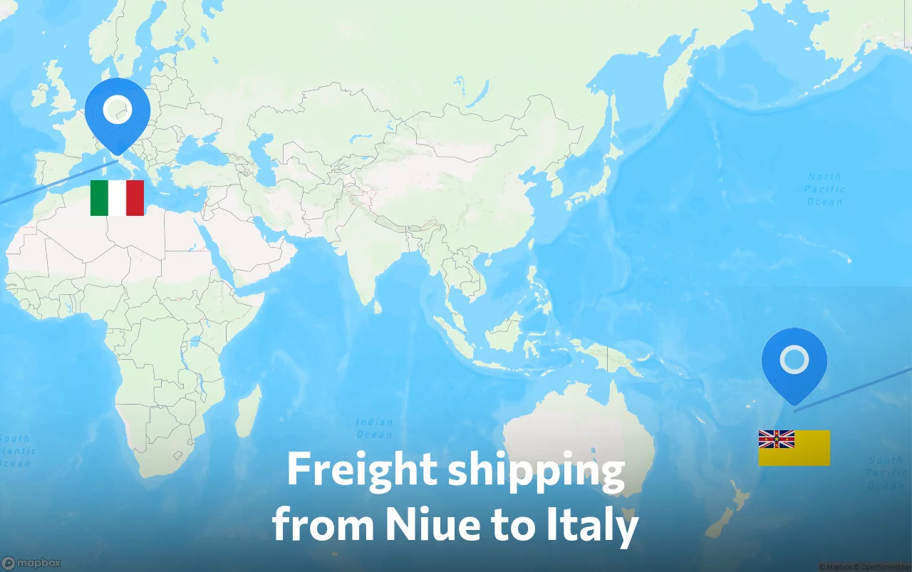 Shipping route from Niue to Italy
