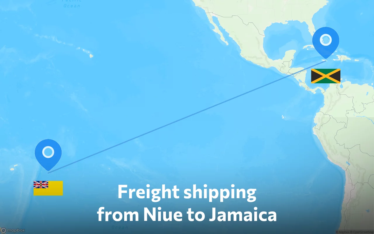 Shipping route from Niue to Jamaica