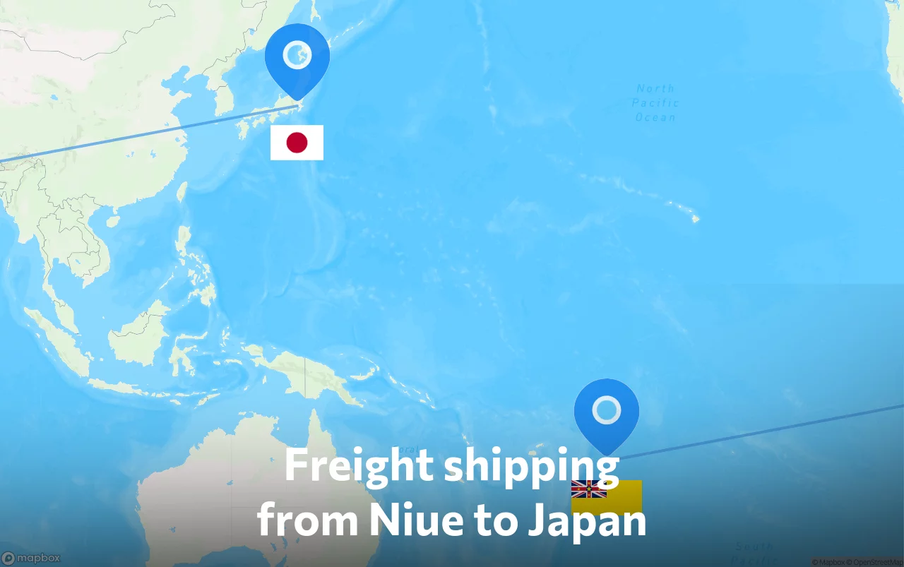 Shipping route from Niue to Japan