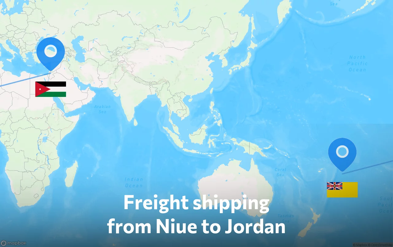 Shipping route from Niue to Jordan
