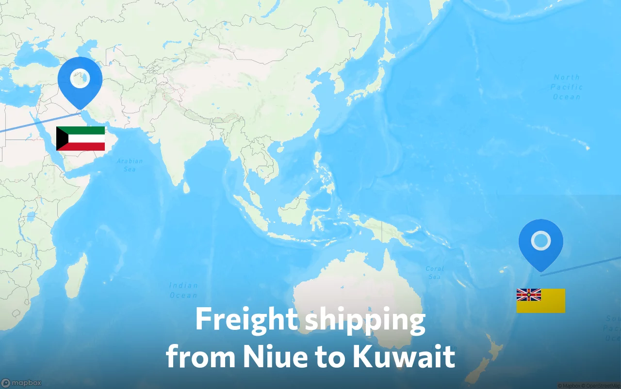 Shipping route from Niue to Kuwait