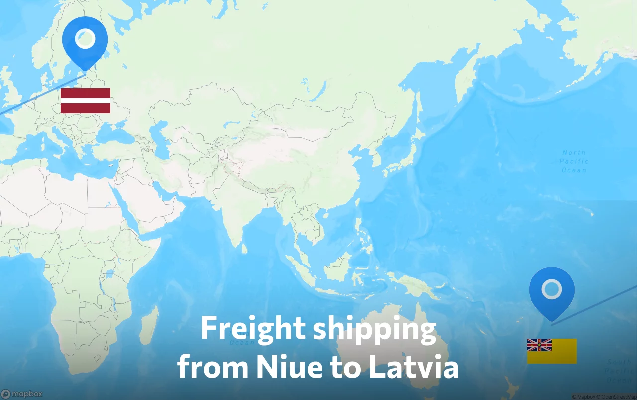Shipping route from Niue to Latvia