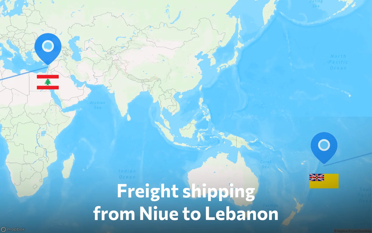 Shipping route from Niue to Lebanon