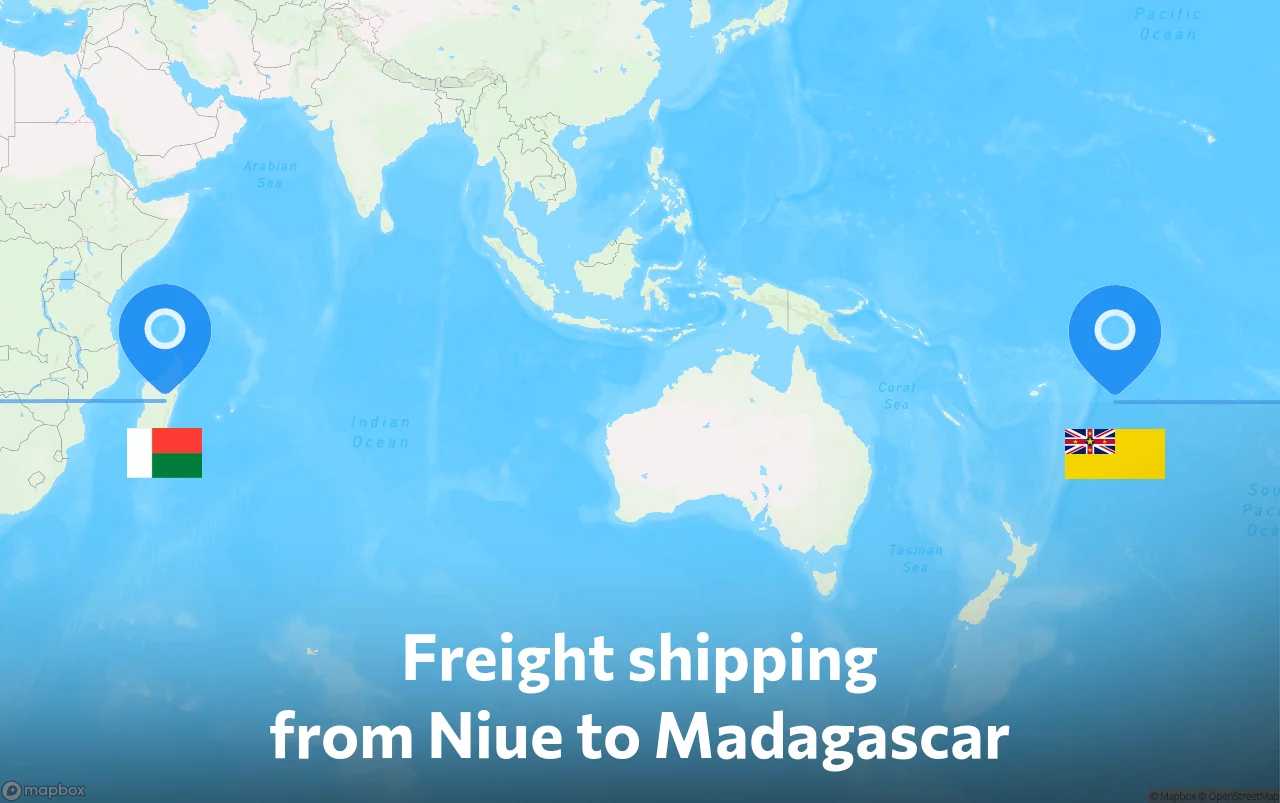 Shipping route from Niue to Madagascar