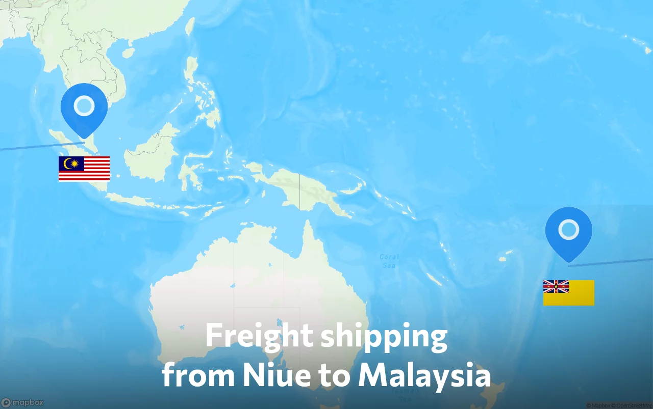 Shipping route from Niue to Malaysia