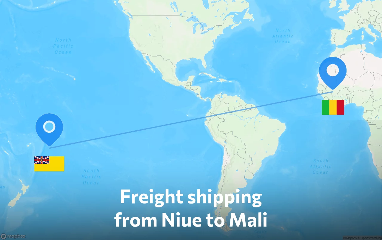 Shipping route from Niue to Mali