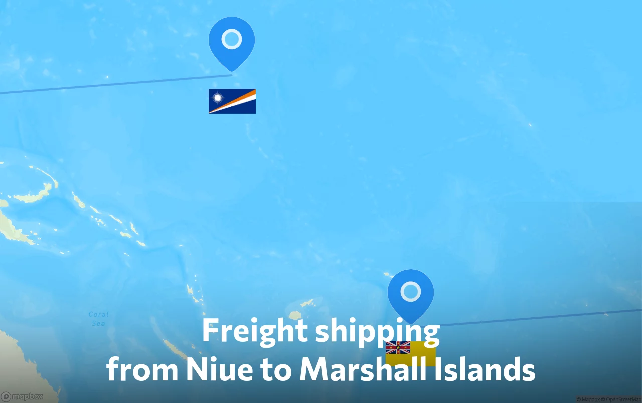 Shipping route from Niue to Marshall Islands