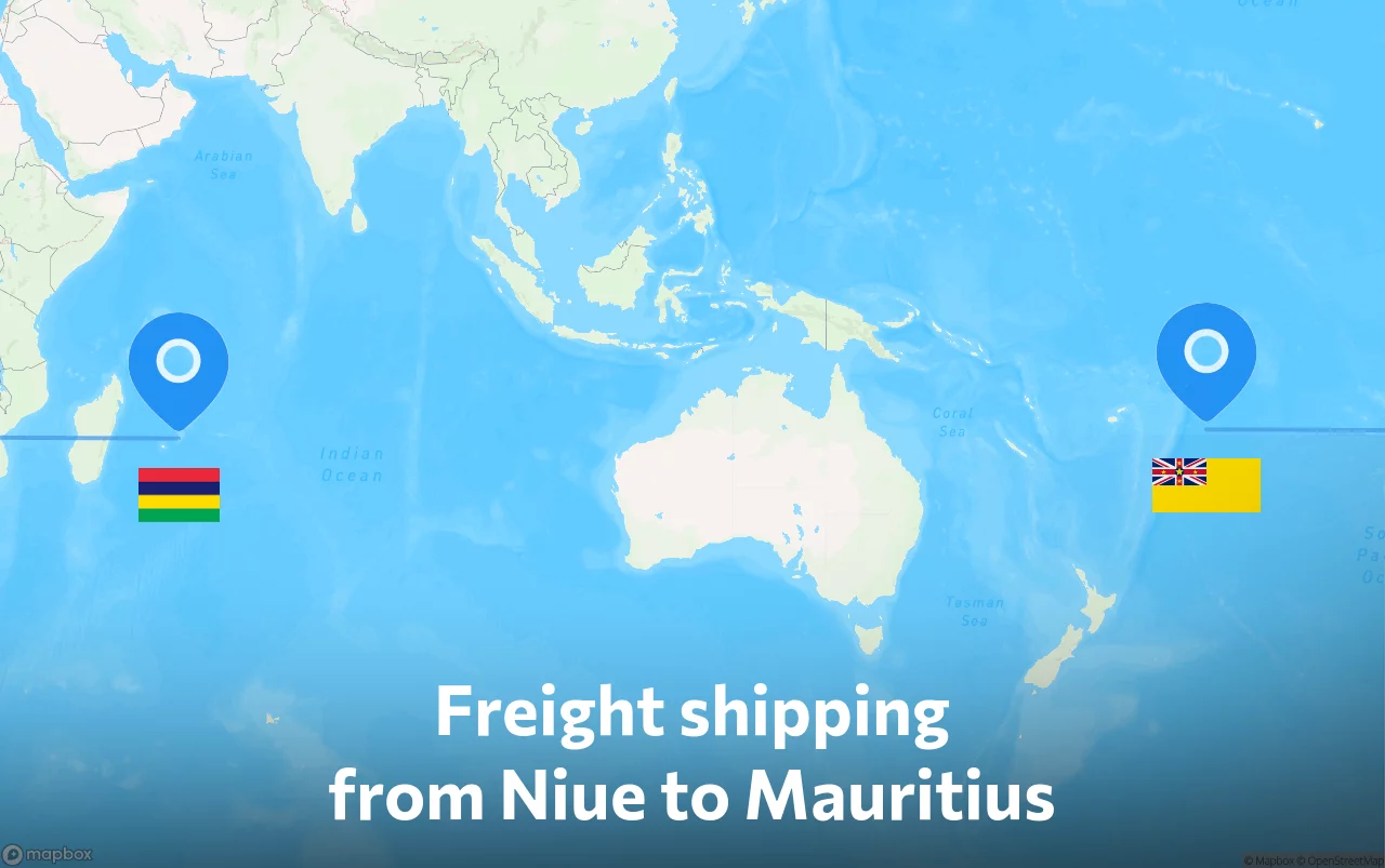 Shipping route from Niue to Mauritius