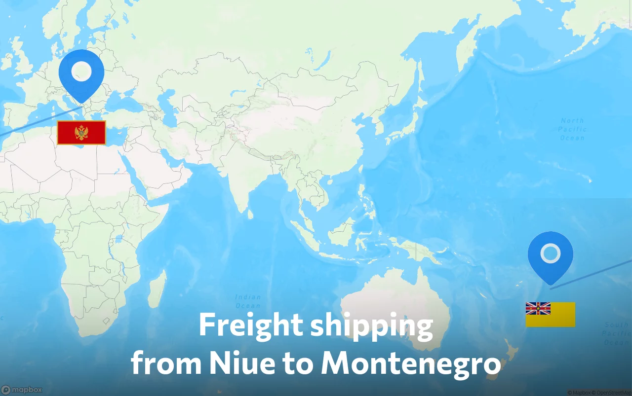 Shipping route from Niue to Montenegro