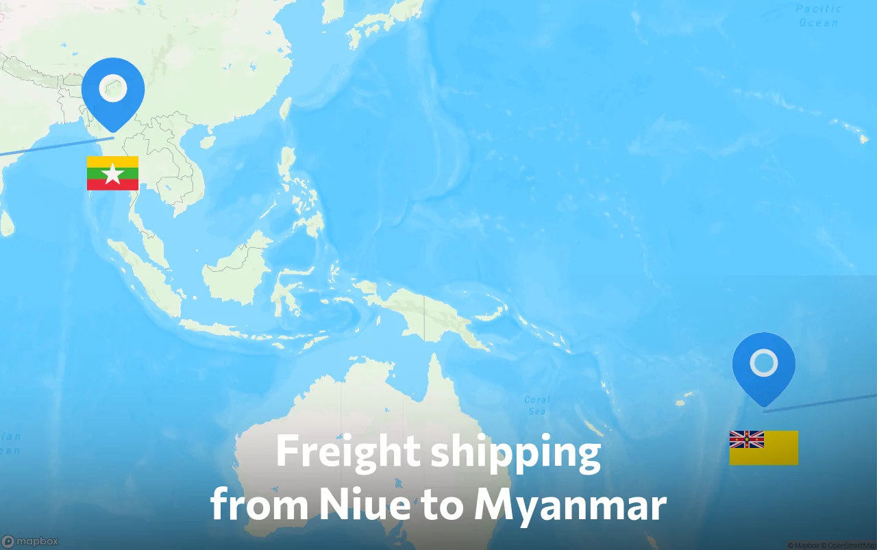 Shipping route from Niue to Myanmar