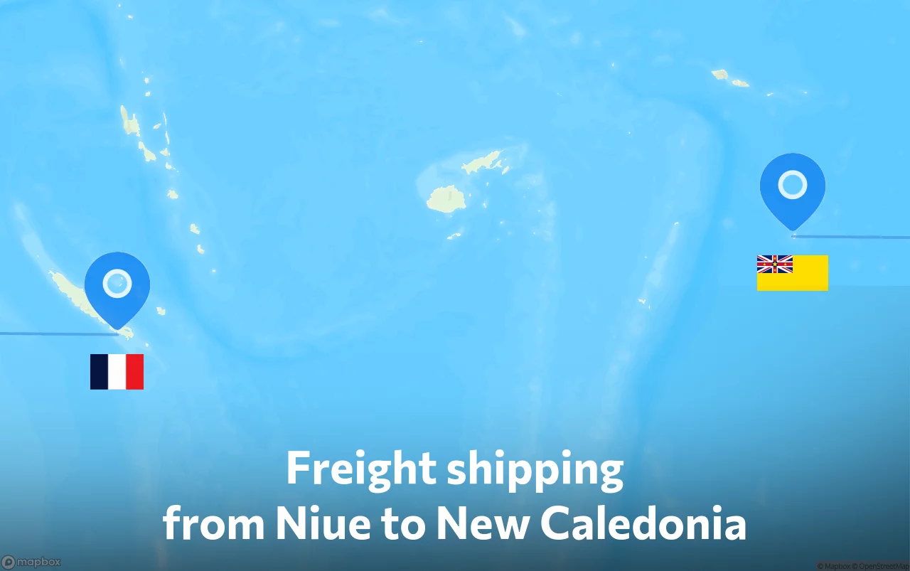 Shipping route from Niue to New Caledonia