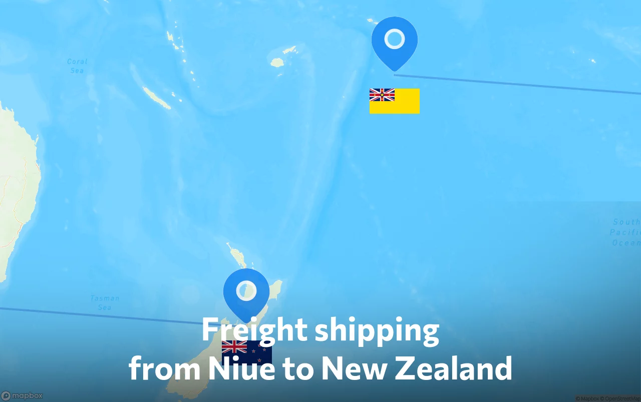 Shipping route from Niue to New Zealand