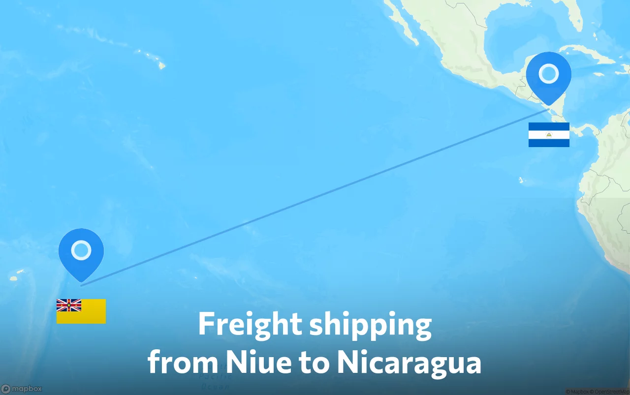 Shipping route from Niue to Nicaragua