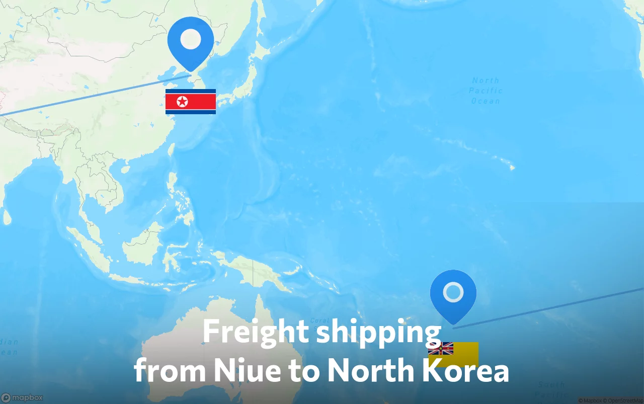 Shipping route from Niue to North Korea