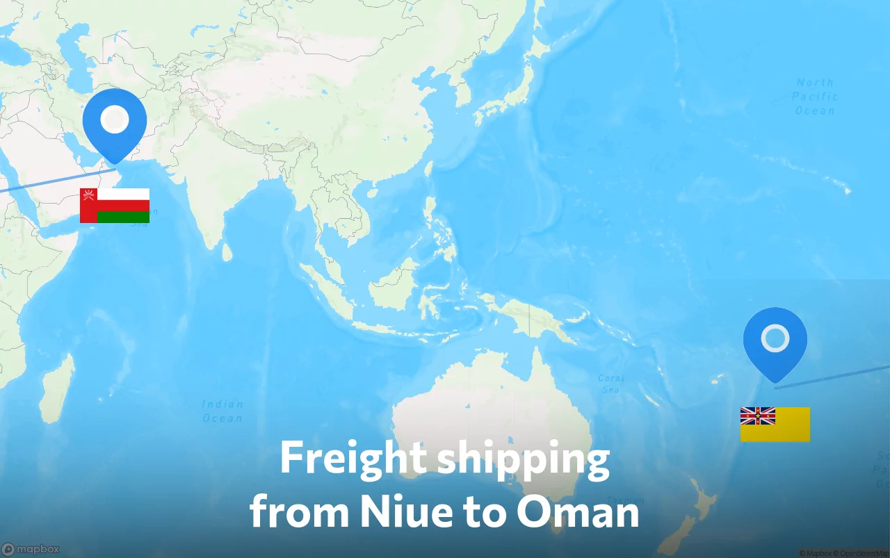 Shipping route from Niue to Oman