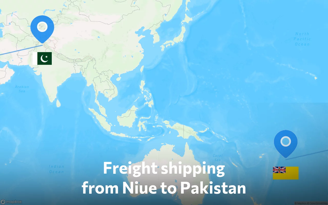 Shipping route from Niue to Pakistan