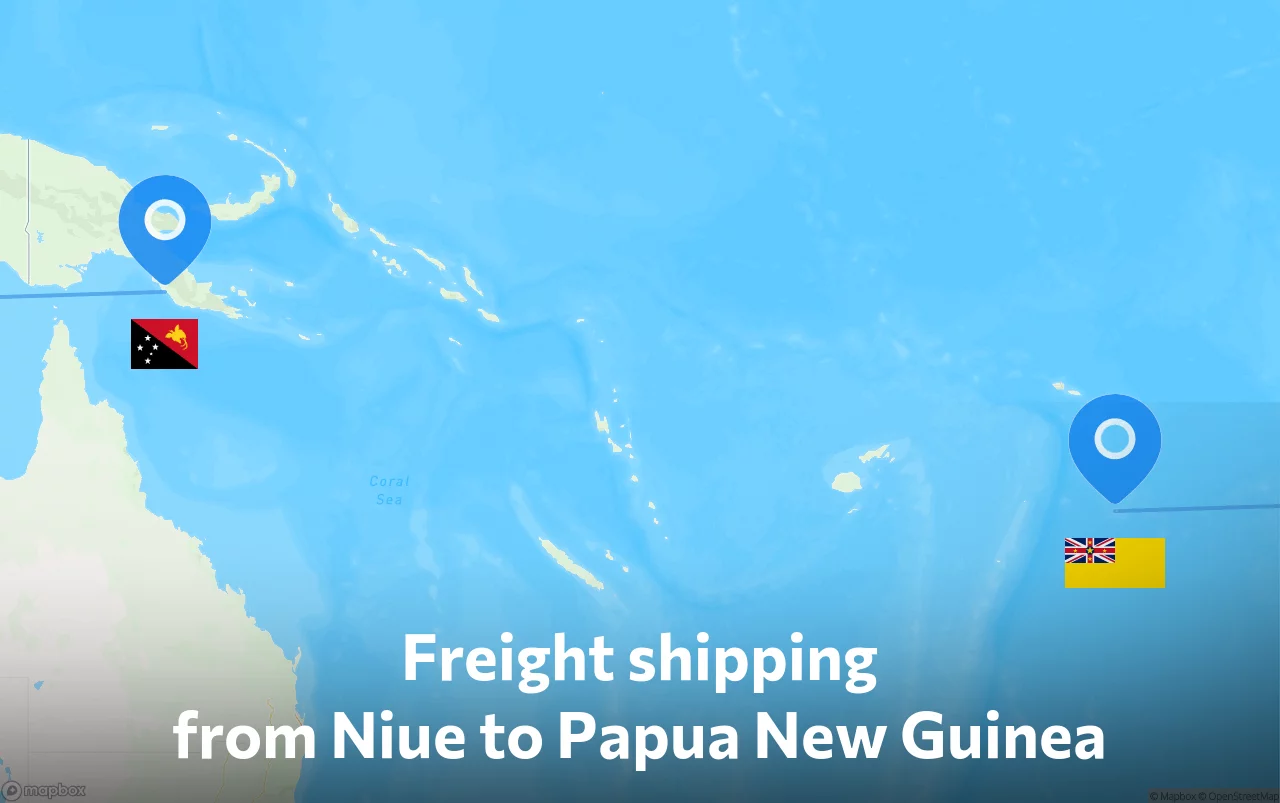 Shipping route from Niue to Papua New Guinea